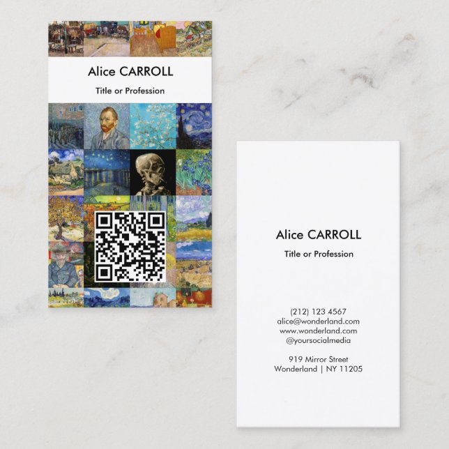 Carte De Visite Van Gogh - Chefs-d'œuvre Mosaic Patchwork - Code Q (Devant / Derrière)