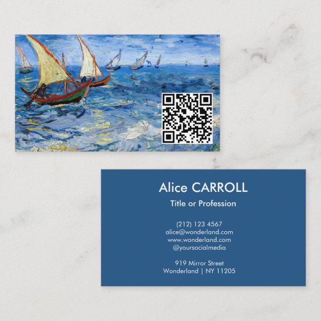 Carte De Visite Van Gogh - La mer à Saintes-Maries - Code QR (Devant / Derrière)