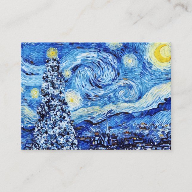 Carte De Visite Van Gogh - La Nuit étoilée - White Christmas Busi (Devant)