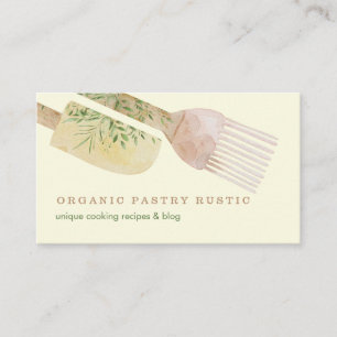 Carte De Visite Vanille beige crème Pâtisserie florale Outils rust