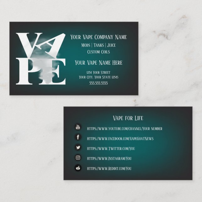 Carte De Visite VAPE | Retro VAPE Box Business Social Media (Devant / Derrière)