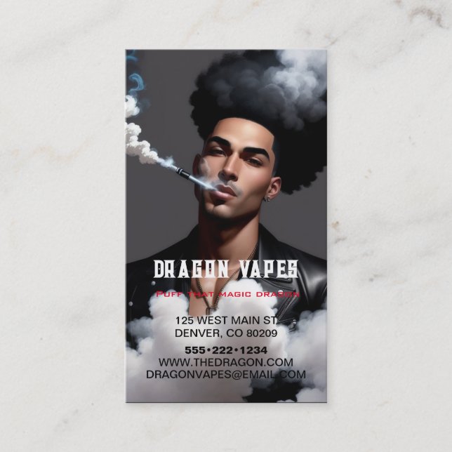 Carte De Visite Vapor Vape Plume of Smoke Black & White Business (Devant)