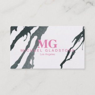 Carte De Visite Variation d'encre de monogramme (rose)