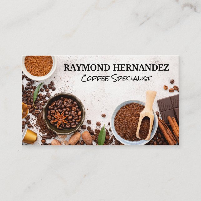 Carte De Visite Variété de haricots de café sur le tableau (Devant)