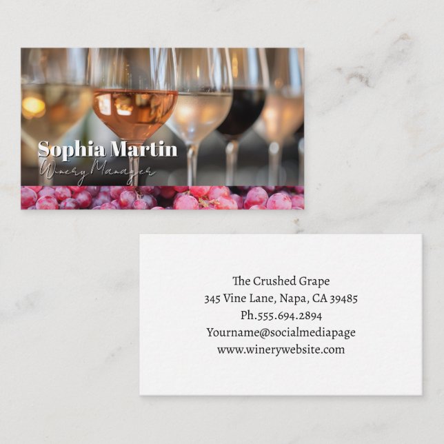 Carte De Visite Variétés de vins pour la dégustation (Devant / Derrière)
