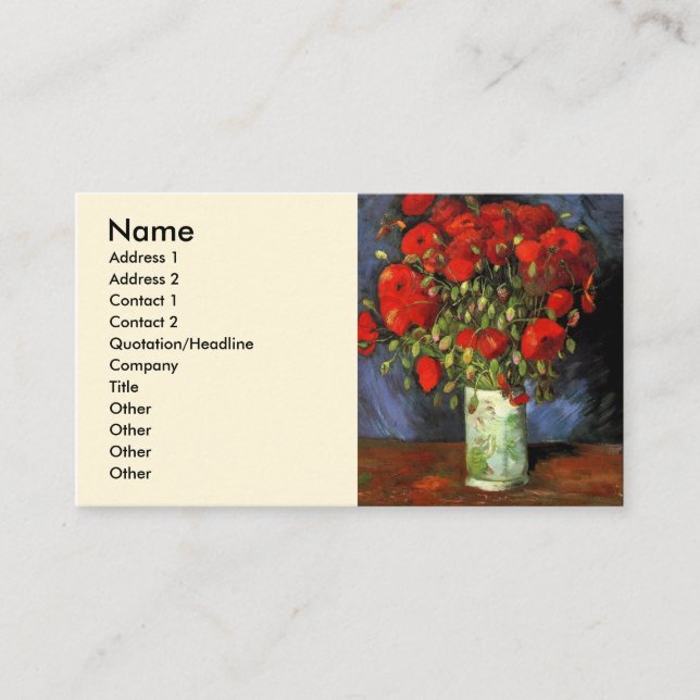 Carte De Visite Vase avec des pavots rouges par Vincent van Gogh (Devant)