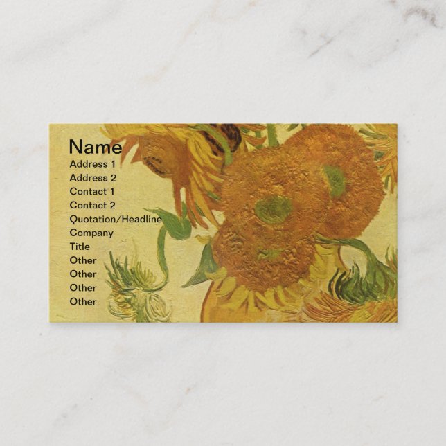 Carte De Visite Vase avec quinze tournesols, beaux-arts de Van (Devant)