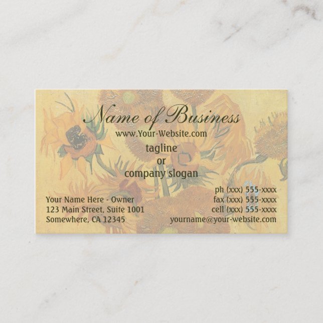Carte De Visite Vase avec quinze tournesols par Vincent van Gogh (Devant)
