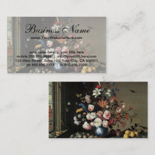 Carte De Visite Vase de fleurs près d'une fenêtre, Balthasar van d