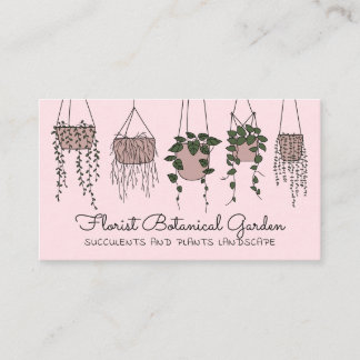 Carte De Visite Vase Plante rose Abstrait de la maison Succulents