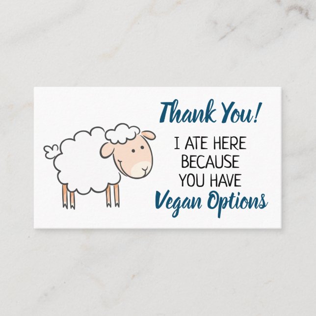 Carte De Visite Vegan extension restaurant merci (Devant)