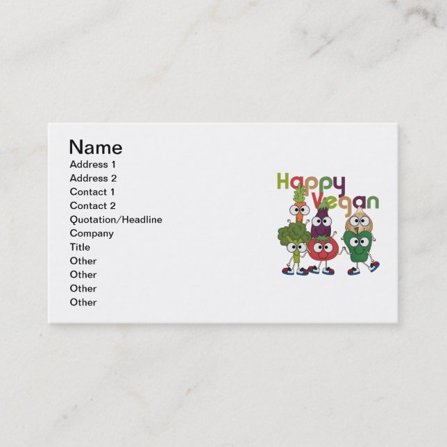Carte De Visite Végétalien heureux (Devant)