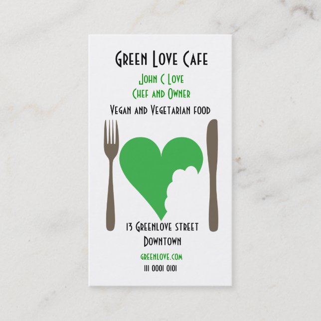 Carte de visite végétarien de café (Devant)