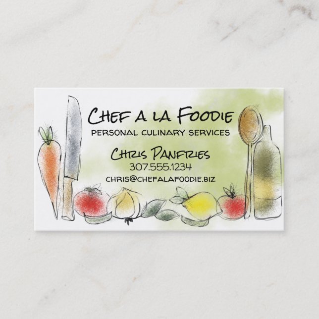 Carte de visite végétarien de restauration de chef (Devant)