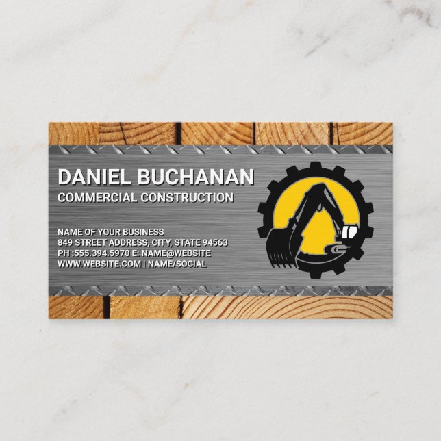 Carte De Visite Véhicule de construction | Bois d'acier (Devant)