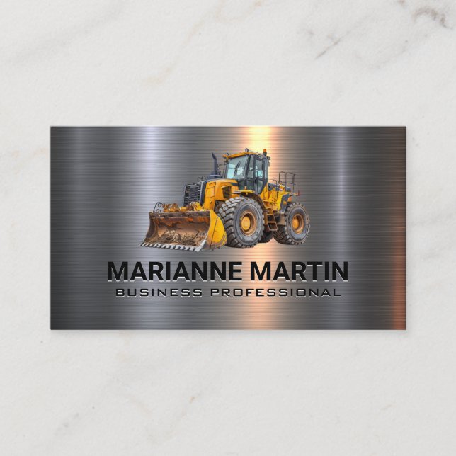 Carte De Visite Véhicule de construction Bulldozer | Lumière métal (Devant)