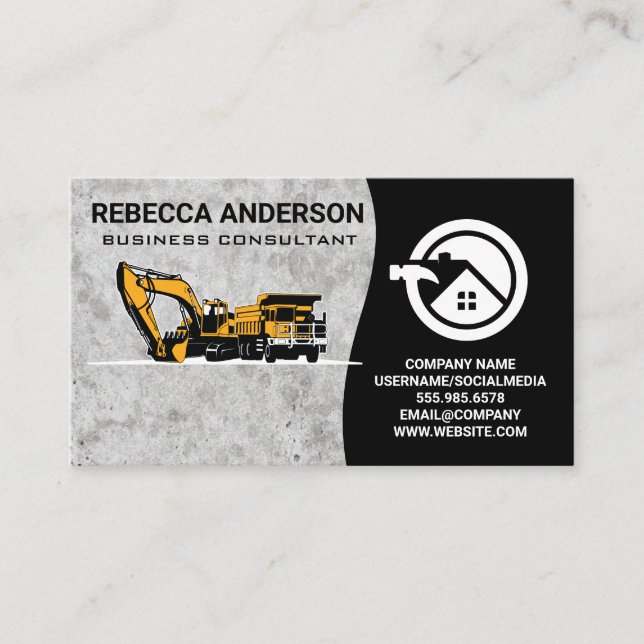 Carte De Visite Véhicule de construction | Construction résidentie (Devant)