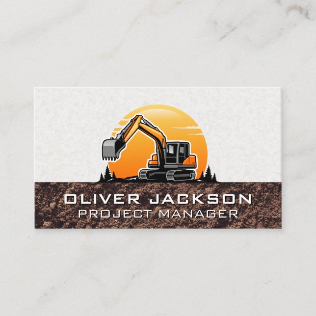 Carte De Visite Véhicule de construction d'excavateur (Devant)