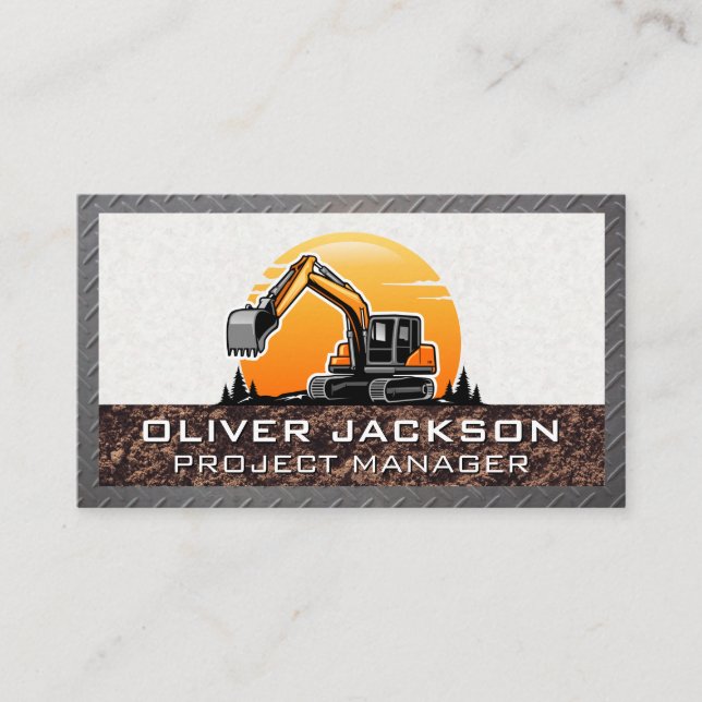 Carte De Visite Véhicule de construction d'excavateur | Générateur (Devant)