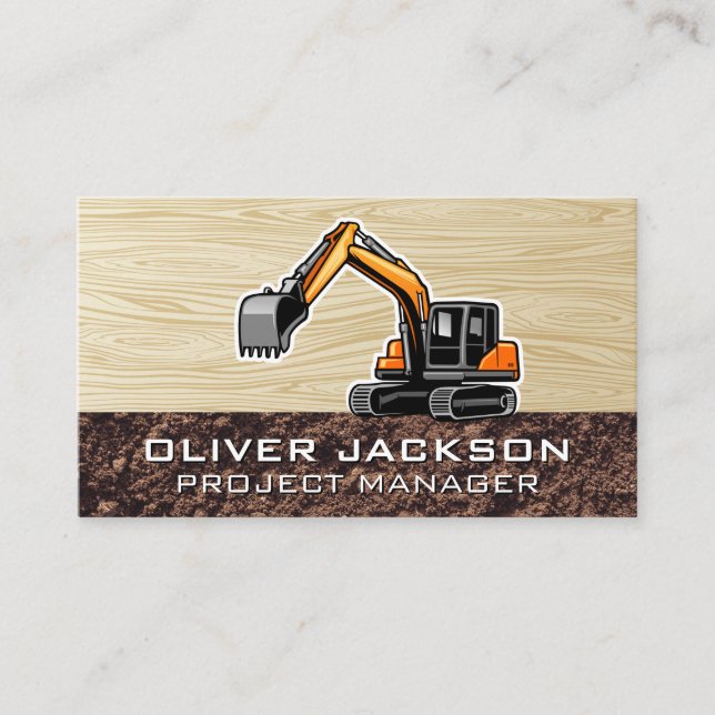 Carte De Visite Véhicule de construction d'excavateur | Grain de b (Devant)