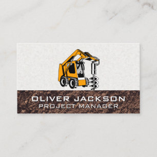 Carte De Visite Véhicule de construction d'excavateur   Perceuse