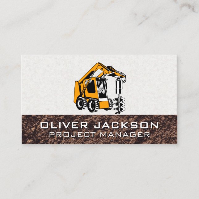 Carte De Visite Véhicule de construction d'excavateur | Perceuse (Devant)