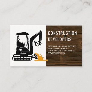 Carte De Visite Véhicule de construction   Grain de bois