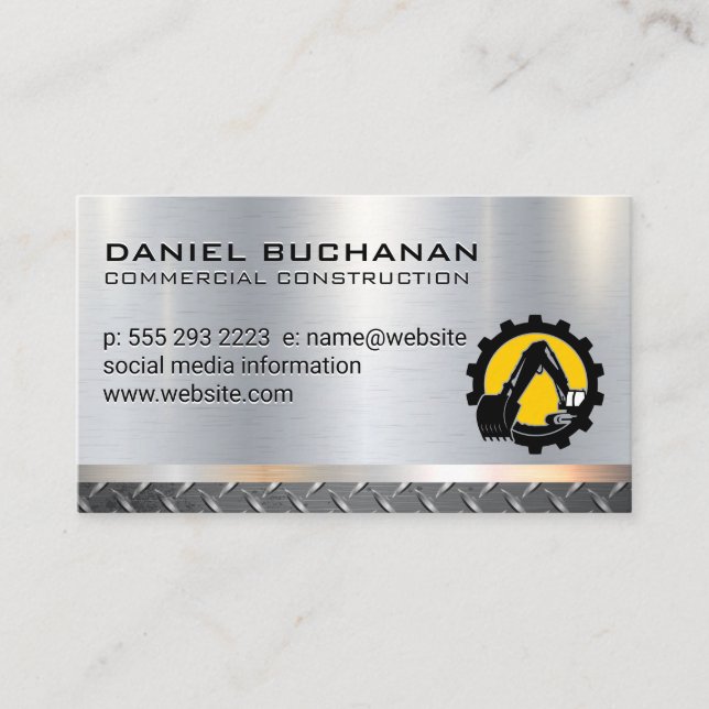 Carte De Visite Véhicule de construction | Logo de machines lourde (Devant)