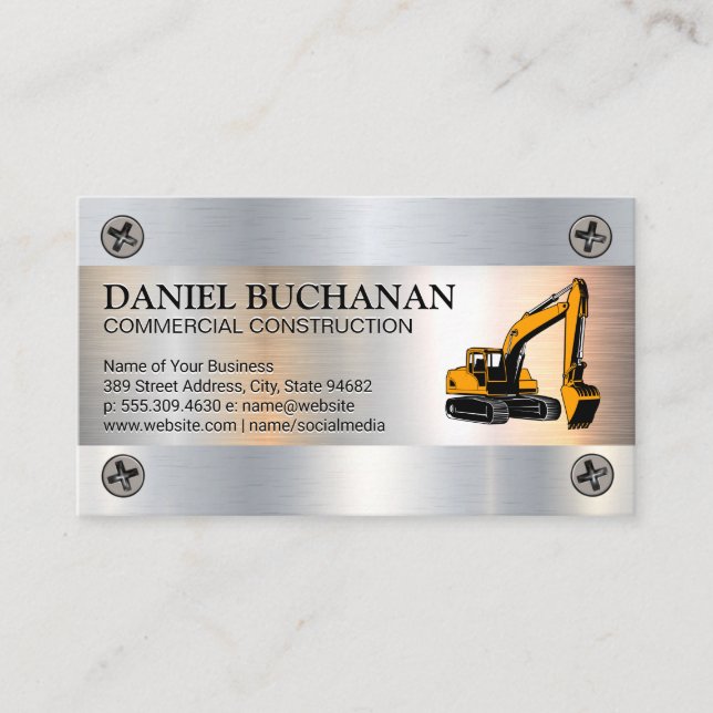 Carte De Visite Véhicule de déplacement de terre de construction | (Devant)