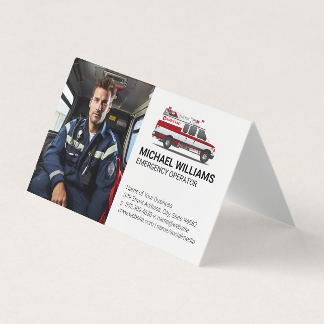 Carte De Visite Véhicule de secours | Travailleur paramédical (Devant)