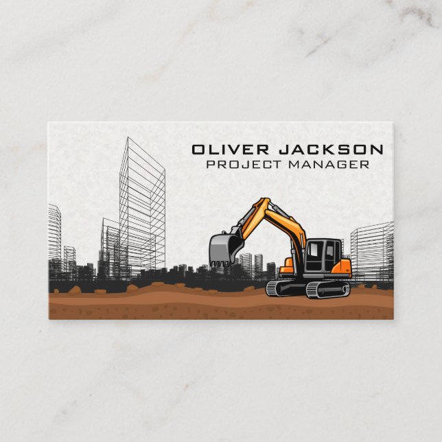 Carte De Visite Véhicule d'excavation de construction | Immobilier (Devant)