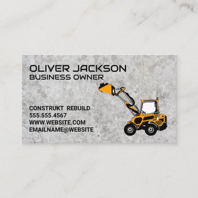 Carte De Visite Véhicule Earth Mover | Construction | Béton (Devant)