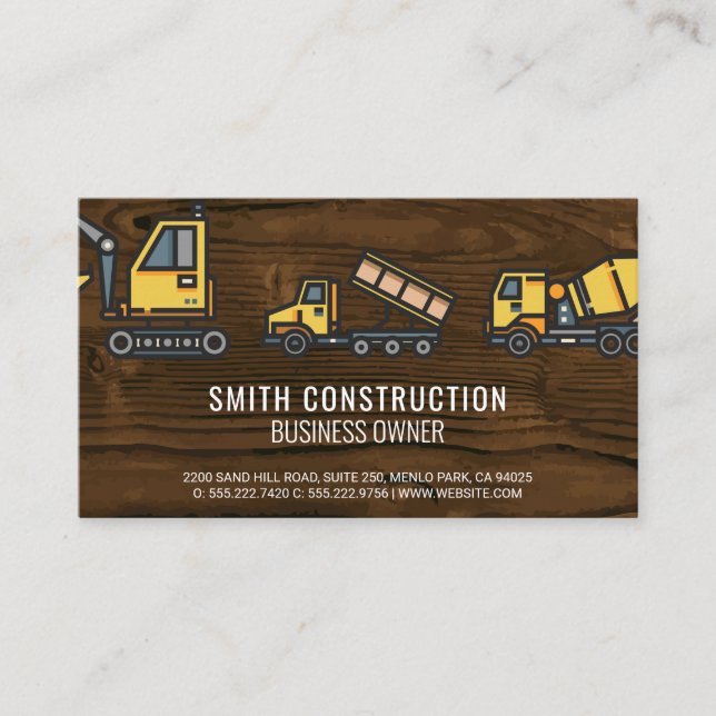 Carte De Visite Véhicules de construction | Bois (Devant)