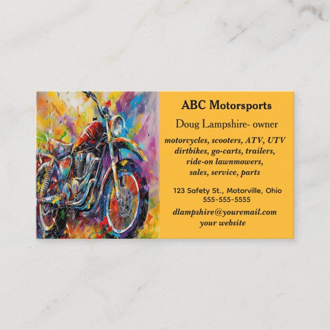 Carte De Visite Véhicules de motocyclettes VTT motorisés modifiabl (Devant)