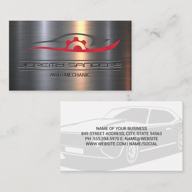 Carte De Visite Véhicules | Metallique | Services Auto (Devant / Derrière)