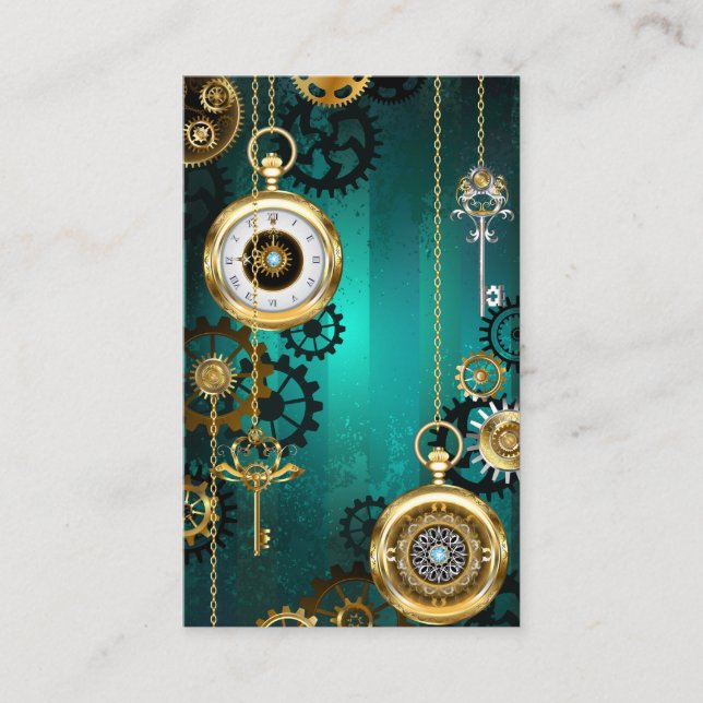 Carte De Visite Veille bijoux Steampunk sur un Arrière - plan vert (Devant)