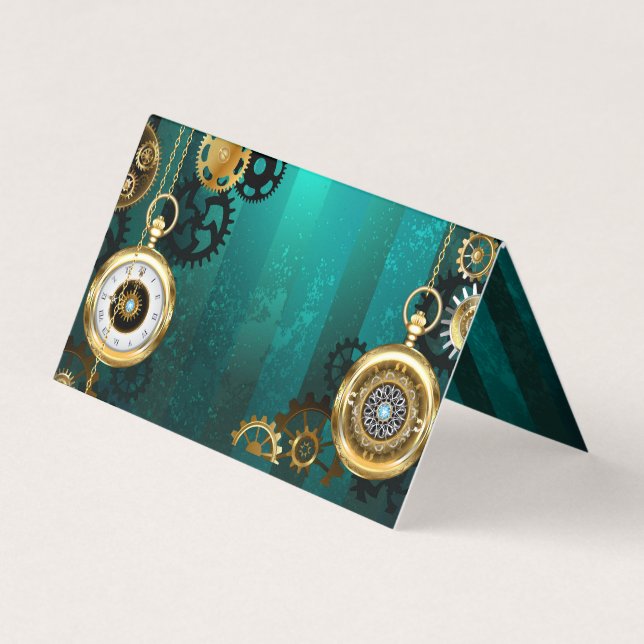 Carte De Visite Veille bijoux Steampunk sur un Arrière - plan vert (Devant)