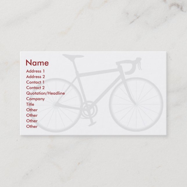Carte De Visite Vélo - affaires (Devant)