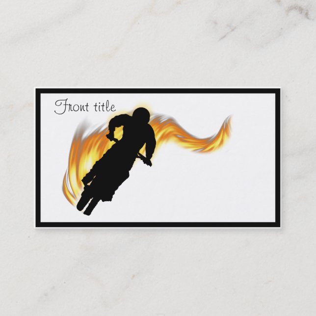 Carte De Visite Vélo Off Road Dirt avec flammes (Devant)