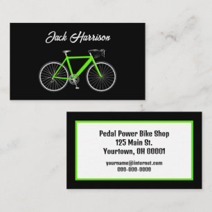 Carte De Visite Vélo vert néon en noir