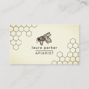 Carte De Visite Vendeur de miel d'abeilles Apiarist Black White He