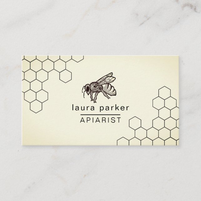 Carte De Visite Vendeur de miel d'abeilles Apiarist Black White He (Devant)