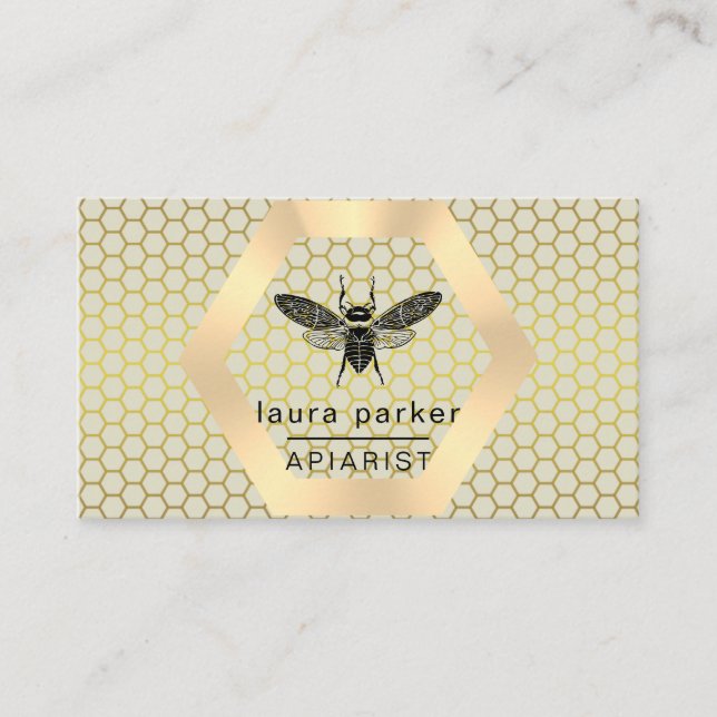 Carte De Visite Vendeur de miel d'abeilles Apiarist Lime jaune or  (Devant)
