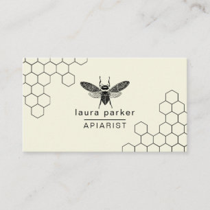 Carte De Visite Vendeur de miel d'abeilles Apiarist Minimal Hexago