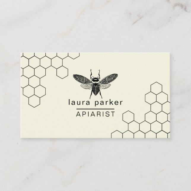 Carte De Visite Vendeur de miel d'abeilles Apiarist Minimal Hexago (Devant)