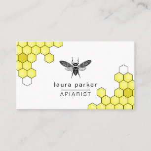 Carte De Visite Vendeur de miel d'abeilles Apiariste Black Yellow 