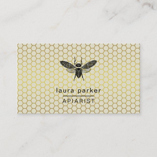 Carte De Visite Vendeur de miel d'abeilles Lime Apiariste Hexagon  (Devant)