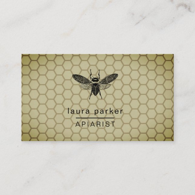 Carte De Visite Vendeur de miel d'abeilles Lime Apiariste Hexagon  (Devant)
