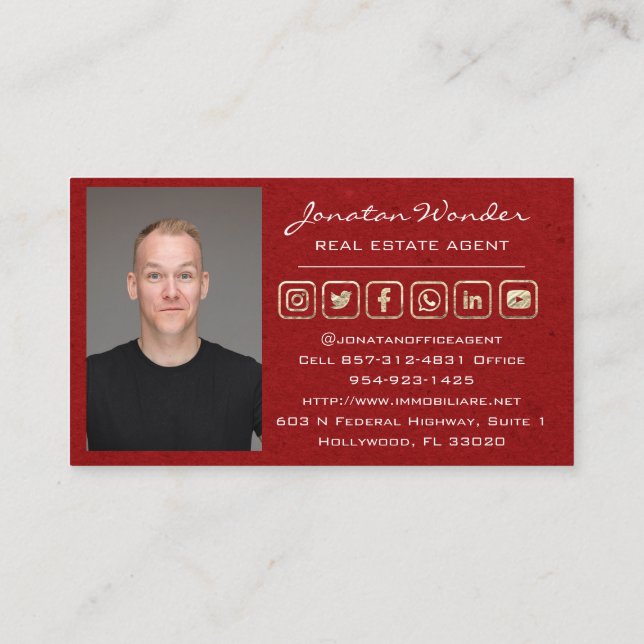 Carte De Visite Vendre Maison Social Media Logo Agent Immobilier R (Dos)