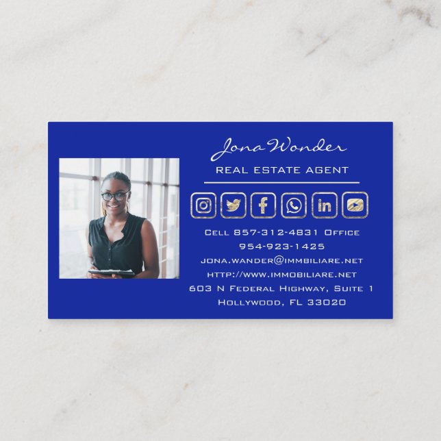 Carte De Visite Vendre Maison Social Médias Logo Gold Photo Custom (Dos)